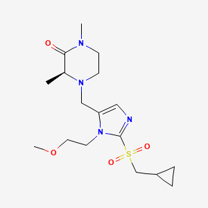 molecular formula C17H28N4O4S B5026672 (3S)-4-{[2-[(cyclopropylmethyl)sulfonyl]-1-(2-methoxyethyl)-1H-imidazol-5-yl]methyl}-1,3-dimethyl-2-piperazinone 