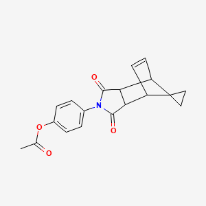 molecular formula C19H17NO4 B5026695 4-(3',5'-dioxo-4'-azaspiro[cyclopropane-1,10'-tricyclo[5.2.1.0~2,6~]decane]-8'-en-4'-yl)phenyl acetate 