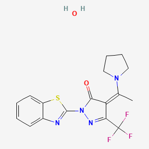 molecular formula C17H17F3N4O2S B5026701 2-(1,3-benzothiazol-2-yl)-4-[1-(1-pyrrolidinyl)ethylidene]-5-(trifluoromethyl)-2,4-dihydro-3H-pyrazol-3-one hydrate 