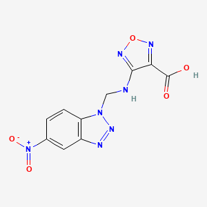 molecular formula C10H7N7O5 B5026719 4-{[(5-nitro-1H-1,2,3-benzotriazol-1-yl)methyl]amino}-1,2,5-oxadiazole-3-carboxylic acid 