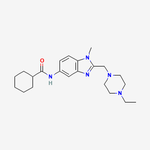 molecular formula C22H33N5O B5026743 N-{2-[(4-ethyl-1-piperazinyl)methyl]-1-methyl-1H-benzimidazol-5-yl}cyclohexanecarboxamide 