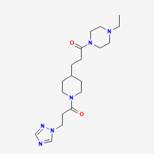 molecular formula C19H32N6O2 B5027051 1-ethyl-4-(3-{1-[3-(1H-1,2,4-triazol-1-yl)propanoyl]-4-piperidinyl}propanoyl)piperazine 