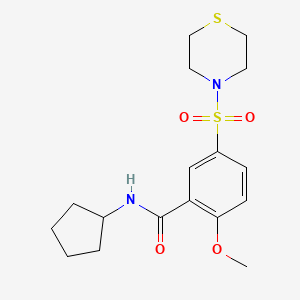 N-cyclopentyl-2-methoxy-5-(4-thiomorpholinylsulfonyl)benzamide