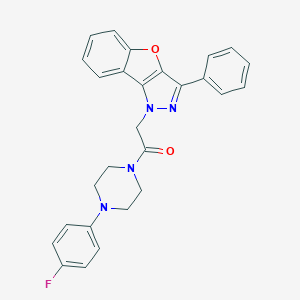 molecular formula C27H23FN4O2 B502709 1-{2-[4-(4-fluorophenyl)-1-piperazinyl]-2-oxoethyl}-3-phenyl-1H-[1]benzofuro[3,2-c]pyrazole 
