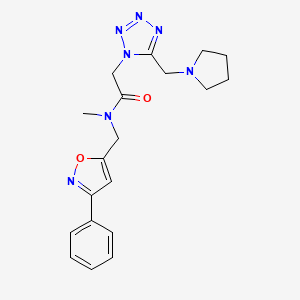 molecular formula C19H23N7O2 B5027099 N-methyl-N-[(3-phenyl-5-isoxazolyl)methyl]-2-[5-(1-pyrrolidinylmethyl)-1H-tetrazol-1-yl]acetamide 