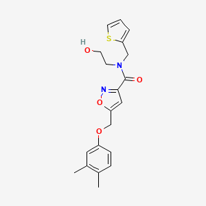 molecular formula C20H22N2O4S B5027120 5-[(3,4-dimethylphenoxy)methyl]-N-(2-hydroxyethyl)-N-(2-thienylmethyl)-3-isoxazolecarboxamide 