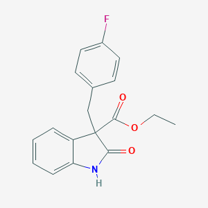 molecular formula C18H16FNO3 B502714 Ethyl 3-(4-fluorobenzyl)-2-oxo-3-indolinecarboxylate 