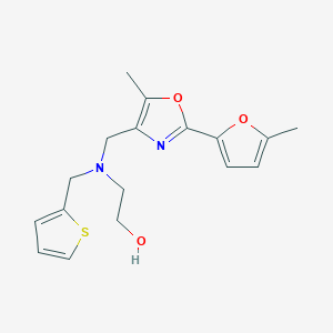 molecular formula C17H20N2O3S B5027196 2-[{[5-methyl-2-(5-methyl-2-furyl)-1,3-oxazol-4-yl]methyl}(2-thienylmethyl)amino]ethanol 