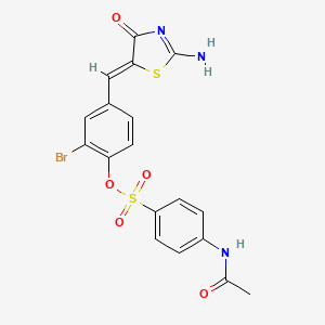 2-bromo-4-[(2-imino-4-oxo-1,3-thiazolidin-5-ylidene)methyl]phenyl 4-(acetylamino)benzenesulfonate