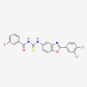 molecular formula C21H12Cl2FN3O2S B5027261 N-({[2-(3,4-dichlorophenyl)-1,3-benzoxazol-5-yl]amino}carbonothioyl)-3-fluorobenzamide 