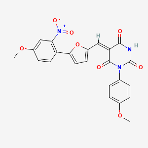 molecular formula C23H17N3O8 B5027276 5-{[5-(4-methoxy-2-nitrophenyl)-2-furyl]methylene}-1-(4-methoxyphenyl)-2,4,6(1H,3H,5H)-pyrimidinetrione 