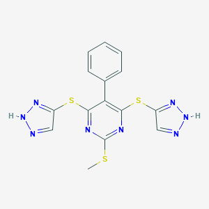 molecular formula C15H12N8S3 B502728 2-(methylsulfanyl)-5-phenyl-4,6-bis(1H-1,2,3-triazol-4-ylsulfanyl)pyrimidine 