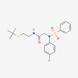 molecular formula C20H25FN2O3S2 B5027315 N~1~-[2-(tert-butylthio)ethyl]-N~2~-(4-fluorophenyl)-N~2~-(phenylsulfonyl)glycinamide 