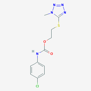 molecular formula C11H12ClN5O2S B502732 2-[(1-methyl-1H-tetraazol-5-yl)sulfanyl]ethyl 4-chlorophenylcarbamate 