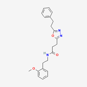 molecular formula C22H25N3O3 B5027395 N-[2-(2-methoxyphenyl)ethyl]-3-[5-(2-phenylethyl)-1,3,4-oxadiazol-2-yl]propanamide 