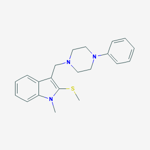 molecular formula C21H25N3S B502741 methyl 1-methyl-3-[(4-phenyl-1-piperazinyl)methyl]-1H-indol-2-yl sulfide 