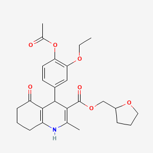 molecular formula C26H31NO7 B5027547 tetrahydro-2-furanylmethyl 4-[4-(acetyloxy)-3-ethoxyphenyl]-2-methyl-5-oxo-1,4,5,6,7,8-hexahydro-3-quinolinecarboxylate 