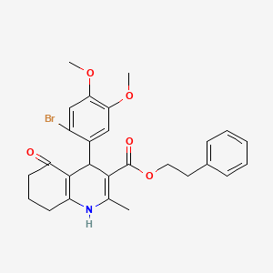 2-phenylethyl 4-(2-bromo-4,5-dimethoxyphenyl)-2-methyl-5-oxo-1,4,5,6,7,8-hexahydro-3-quinolinecarboxylate