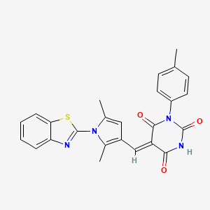 molecular formula C25H20N4O3S B5027618 5-{[1-(1,3-benzothiazol-2-yl)-2,5-dimethyl-1H-pyrrol-3-yl]methylene}-1-(4-methylphenyl)-2,4,6(1H,3H,5H)-pyrimidinetrione 