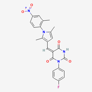 molecular formula C24H19FN4O5 B5027657 5-{[2,5-dimethyl-1-(2-methyl-4-nitrophenyl)-1H-pyrrol-3-yl]methylene}-1-(4-fluorophenyl)-2,4,6(1H,3H,5H)-pyrimidinetrione 