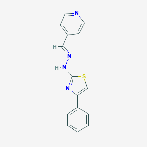 molecular formula C15H12N4S B502767 Isonicotinaldehyde (4-phenyl-1,3-thiazol-2-yl)hydrazone 