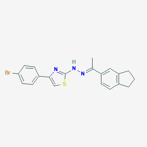 molecular formula C20H18BrN3S B502768 1-(2,3-dihydro-1H-inden-5-yl)ethanone [4-(4-bromophenyl)-1,3-thiazol-2-yl]hydrazone 