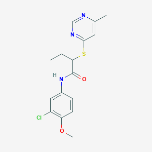 molecular formula C16H18ClN3O2S B5027691 N-(3-chloro-4-methoxyphenyl)-2-[(6-methyl-4-pyrimidinyl)thio]butanamide 