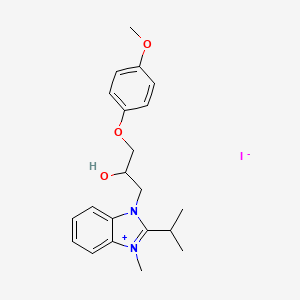 molecular formula C21H27IN2O3 B5027698 3-[2-hydroxy-3-(4-methoxyphenoxy)propyl]-2-isopropyl-1-methyl-1H-3,1-benzimidazol-3-ium iodide 