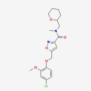 molecular formula C19H23ClN2O5 B5027770 5-[(4-chloro-2-methoxyphenoxy)methyl]-N-methyl-N-(tetrahydro-2H-pyran-2-ylmethyl)-3-isoxazolecarboxamide 