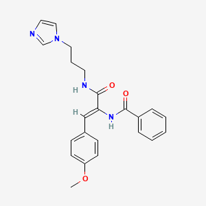 molecular formula C23H24N4O3 B5027894 N-[1-({[3-(1H-imidazol-1-yl)propyl]amino}carbonyl)-2-(4-methoxyphenyl)vinyl]benzamide 