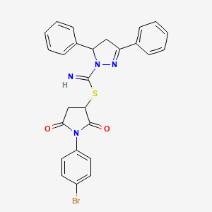 molecular formula C26H21BrN4O2S B5027901 1-(4-bromophenyl)-2,5-dioxo-3-pyrrolidinyl 3,5-diphenyl-4,5-dihydro-1H-pyrazole-1-carbimidothioate 