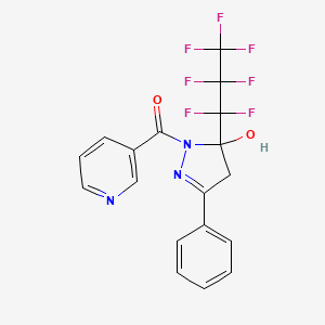 molecular formula C18H12F7N3O2 B5027925 5-(heptafluoropropyl)-3-phenyl-1-(3-pyridinylcarbonyl)-4,5-dihydro-1H-pyrazol-5-ol 