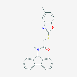 molecular formula C23H18N2O2S B502795 N-(9H-fluoren-9-yl)-2-[(5-methyl-1,3-benzoxazol-2-yl)sulfanyl]acetamide 