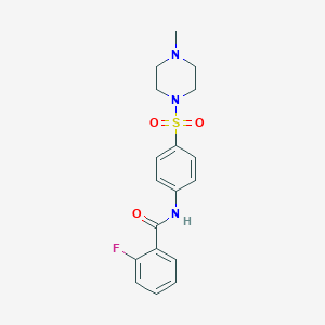 molecular formula C18H20FN3O3S B502797 2-fluoro-N-{4-[(4-methyl-1-piperazinyl)sulfonyl]phenyl}benzamide CAS No. 879026-39-8