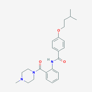 molecular formula C24H31N3O3 B502799 4-(3-methylbutoxy)-N-{2-[(4-methylpiperazin-1-yl)carbonyl]phenyl}benzamide 