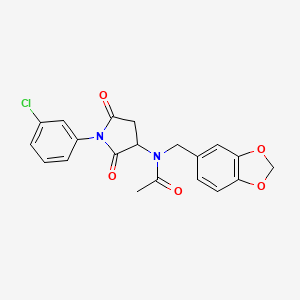 molecular formula C20H17ClN2O5 B5027993 N-(1,3-benzodioxol-5-ylmethyl)-N-[1-(3-chlorophenyl)-2,5-dioxo-3-pyrrolidinyl]acetamide CAS No. 5772-07-6