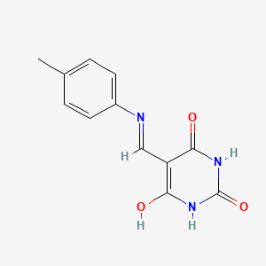 molecular formula C12H11N3O3 B5028046 5-{[(4-methylphenyl)amino]methylene}-2,4,6(1H,3H,5H)-pyrimidinetrione 