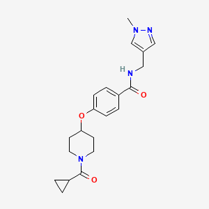 molecular formula C21H26N4O3 B5028064 4-{[1-(cyclopropylcarbonyl)-4-piperidinyl]oxy}-N-[(1-methyl-1H-pyrazol-4-yl)methyl]benzamide 