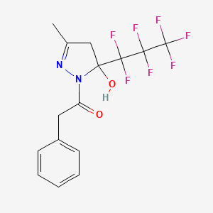 molecular formula C15H13F7N2O2 B5028073 5-(heptafluoropropyl)-3-methyl-1-(phenylacetyl)-4,5-dihydro-1H-pyrazol-5-ol 