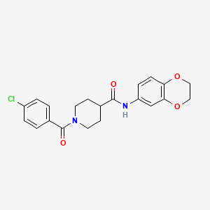 molecular formula C21H21ClN2O4 B5028074 1-(4-chlorobenzoyl)-N-(2,3-dihydro-1,4-benzodioxin-6-yl)-4-piperidinecarboxamide 