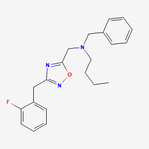molecular formula C21H24FN3O B5028077 N-benzyl-N-{[3-(2-fluorobenzyl)-1,2,4-oxadiazol-5-yl]methyl}-1-butanamine 