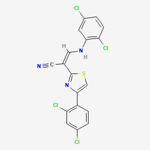 molecular formula C18H9Cl4N3S B5028112 3-[(2,5-dichlorophenyl)amino]-2-[4-(2,4-dichlorophenyl)-1,3-thiazol-2-yl]acrylonitrile 