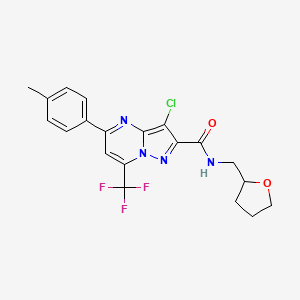 molecular formula C20H18ClF3N4O2 B5028170 3-chloro-5-(4-methylphenyl)-N-(tetrahydro-2-furanylmethyl)-7-(trifluoromethyl)pyrazolo[1,5-a]pyrimidine-2-carboxamide 