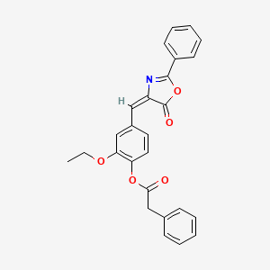 molecular formula C26H21NO5 B5028202 2-ethoxy-4-[(5-oxo-2-phenyl-1,3-oxazol-4(5H)-ylidene)methyl]phenyl phenylacetate 