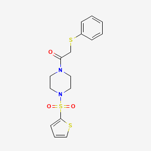 molecular formula C16H18N2O3S3 B5028227 1-[(phenylthio)acetyl]-4-(2-thienylsulfonyl)piperazine 