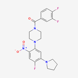molecular formula C21H21F3N4O3 B5028232 1-(3,4-difluorobenzoyl)-4-[4-fluoro-2-nitro-5-(1-pyrrolidinyl)phenyl]piperazine 