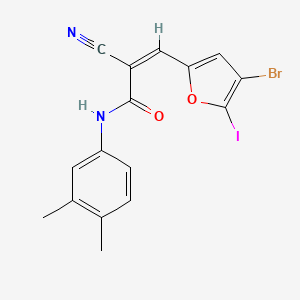 3-(4-bromo-5-iodo-2-furyl)-2-cyano-N-(3,4-dimethylphenyl)acrylamide