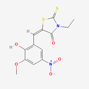 3-ethyl-5-(2-hydroxy-3-methoxy-5-nitrobenzylidene)-2-thioxo-1,3-thiazolidin-4-one
