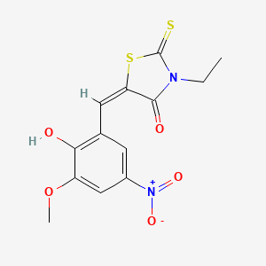 molecular formula C13H12N2O5S2 B5028340 3-ethyl-5-(2-hydroxy-3-methoxy-5-nitrobenzylidene)-2-thioxo-1,3-thiazolidin-4-one 