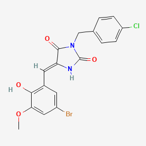 molecular formula C18H14BrClN2O4 B5028359 5-(5-bromo-2-hydroxy-3-methoxybenzylidene)-3-(4-chlorobenzyl)-2,4-imidazolidinedione 